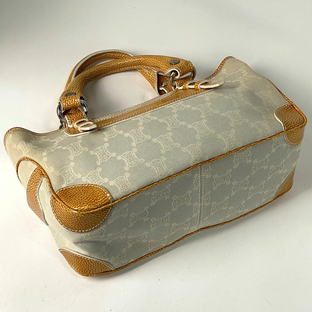 Celine Boogie Bag Macadam canvas handbag brown Ivory White - Picture 2 of 7